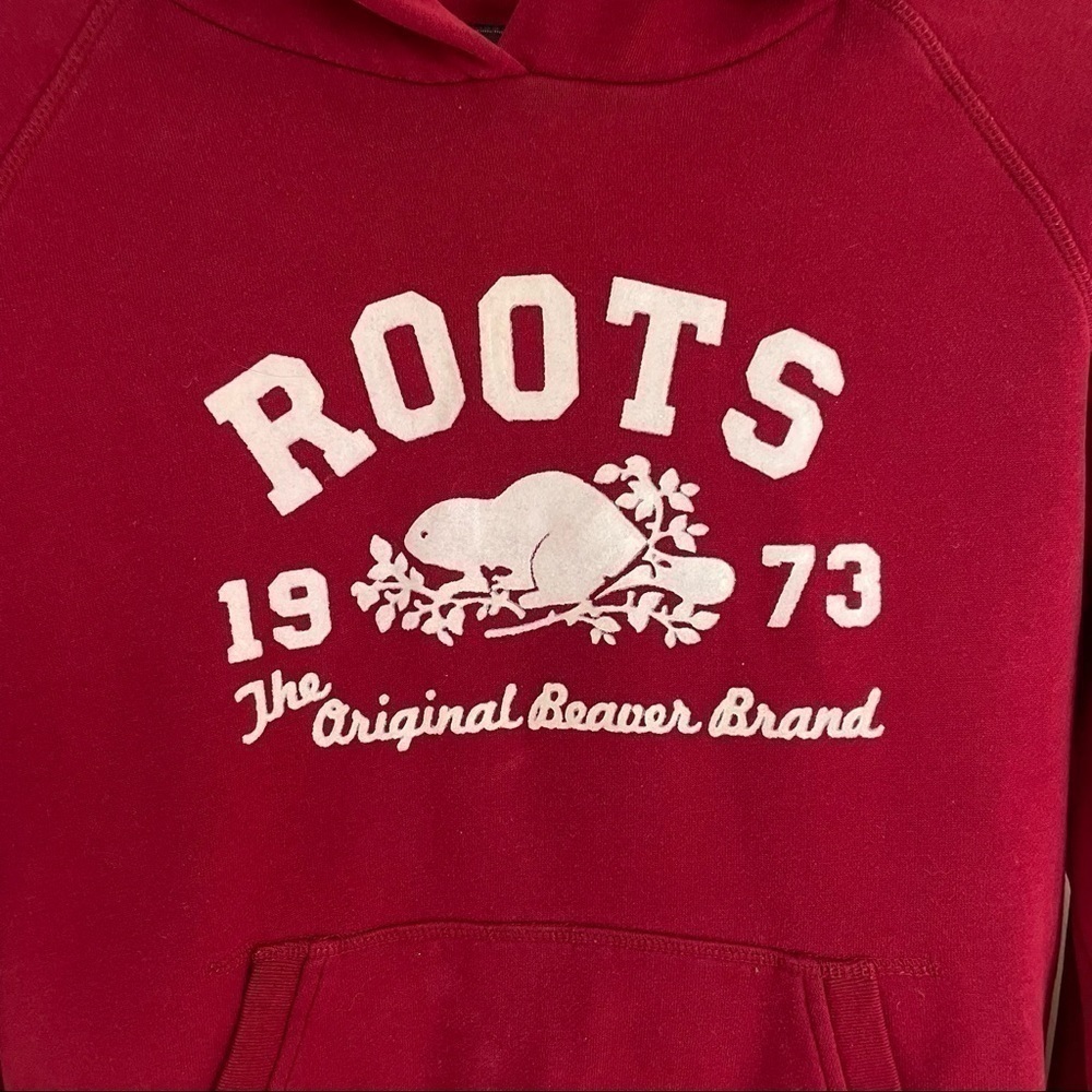 ROOTS Red Kangaroo Hoodie Youth Unisex Medium - Picture 5 of 8